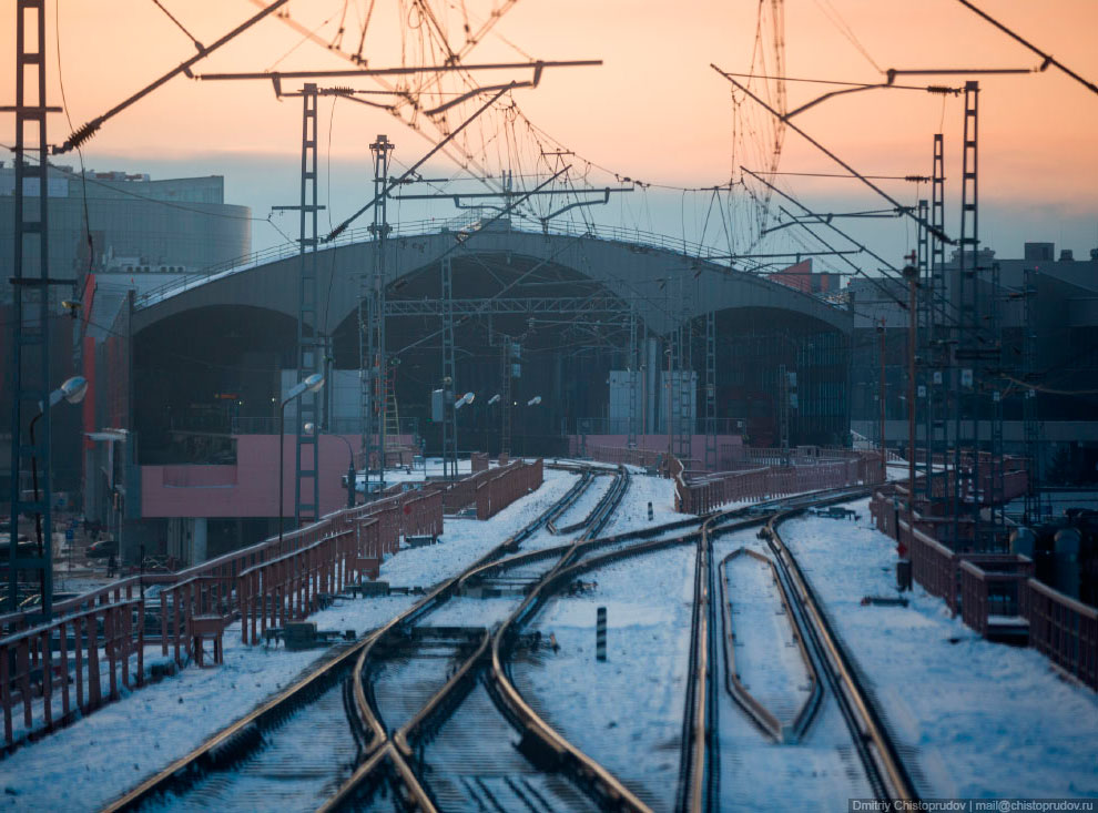 Закат из кабины электропоезда