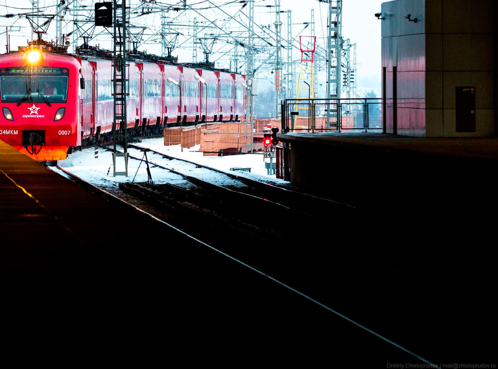 Закат из кабины электропоезда