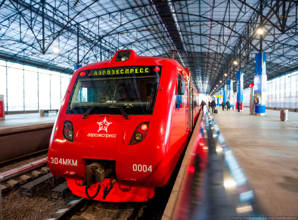 Закат из кабины электропоезда