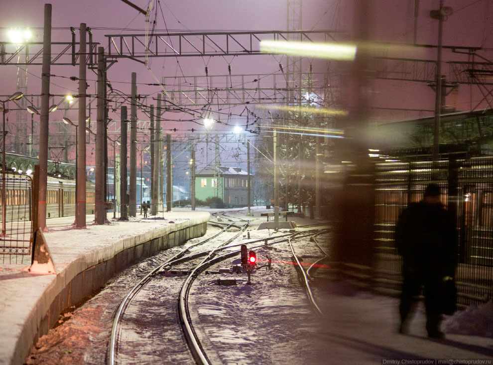 Закат из кабины электропоезда