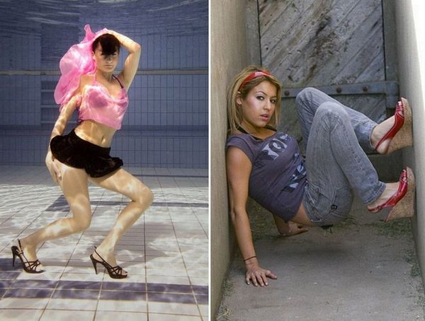 Девушки позируют в странных позах