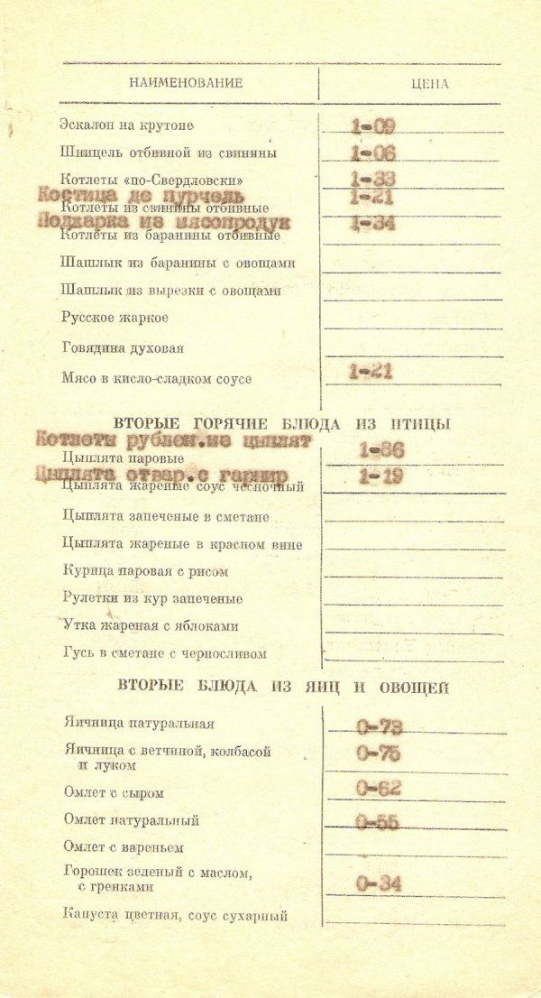 Меню советских ресторанов (33 фото)
