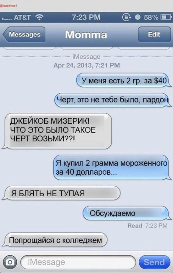 Смс-прикол для родителей (14 картинок)