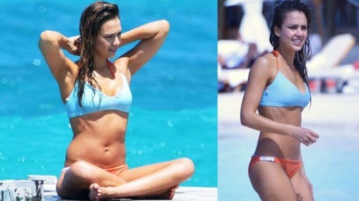 На пляже почти без макияжа российские и зарубежные звезды в купальниках