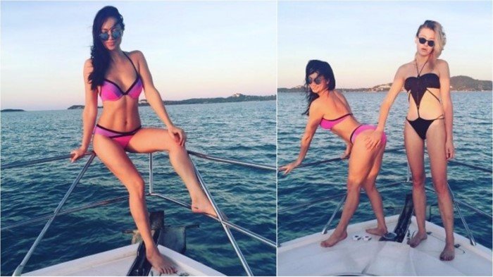 На пляже почти без макияжа российские и зарубежные звезды в купальниках