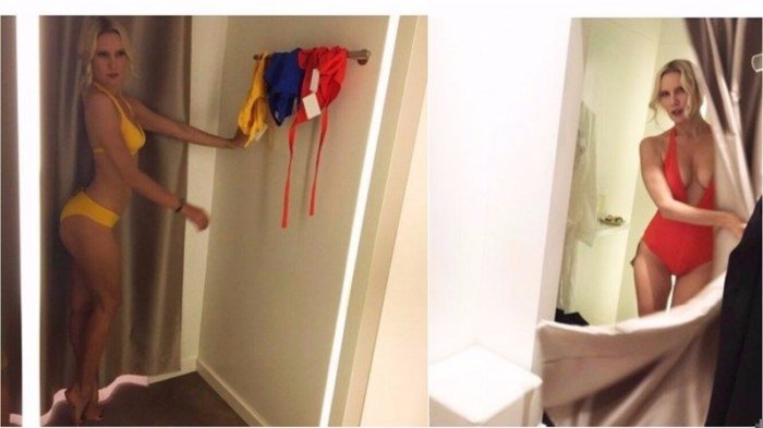 На пляже почти без макияжа российские и зарубежные звезды в купальниках