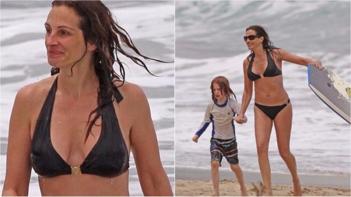 На пляже почти без макияжа российские и зарубежные звезды в купальниках