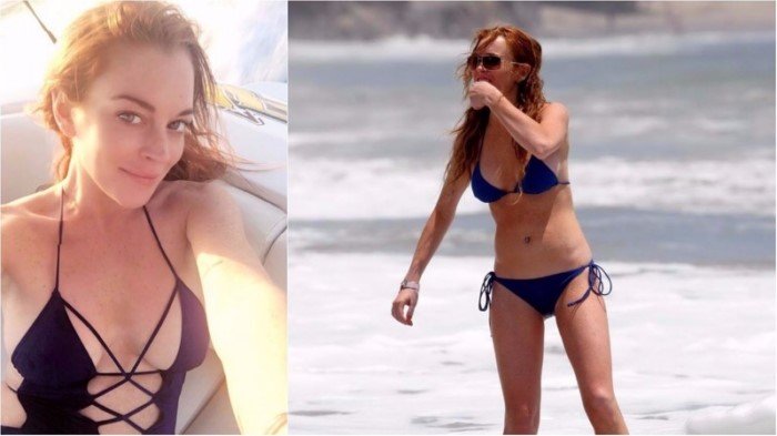 На пляже почти без макияжа российские и зарубежные звезды в купальниках