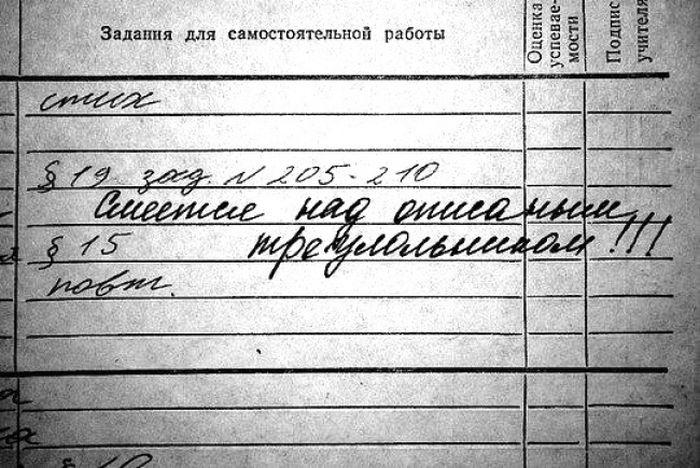 Странные замечания на страницах школьных дневников