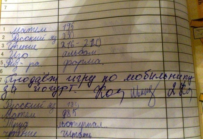 Странные замечания на страницах школьных дневников